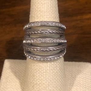 Sterling Silver Modern Multiple Textures Wrap Ring Sz 8